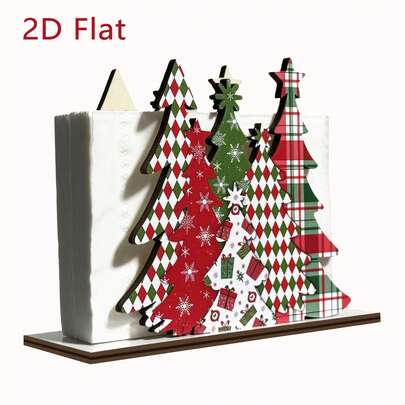 1pc Christmas Tree Napkin Holder, Specially Designed For Dining Table. This Thick Wooden Decorative Item Features A Classic Christmas Tree Shape, Adopting A Modern Country Style Napkin Box, Easy To Install, Convenient For Storage, And An Ideal Gift.