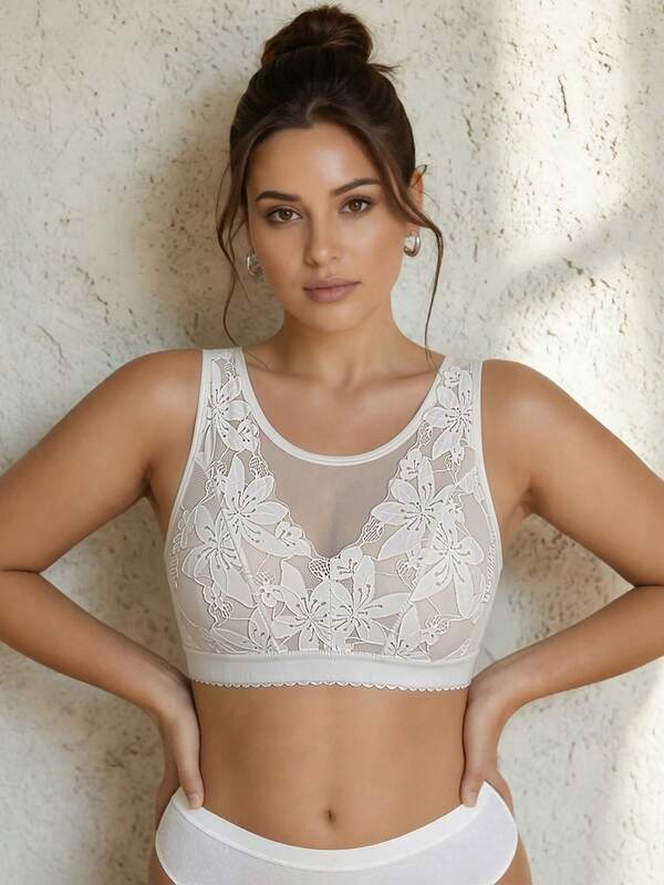 Women's Summer Floral Lace Sheer Wireless Comfortable Bra