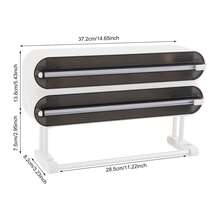 YUNRUX 3-In-1 Wall-Mounted Kitchen Roll Holder, Wall-Mounted Plastic Wrap Dispenser - 黑色 - 查看 2