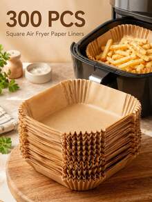 50/100/200 Square Disposable Non-Stick Air Fryer Parchment Liners Are Easy To Clean. Practical Kitchen Accessories Fit For Baking And Microwave Cooking, Available For Household, Hotel And Commercial Catering Use. - Multicolor - View 3