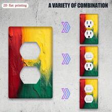 1pc [2D Flat Printing] Jamaican Reggae Colors Style Light Switch Cover, Decorative Wall Plate Kitchen, Bathroom, Living Room, Aesthetic Home Decor - Single Toggle 11cm*7.5cm - View 9