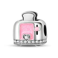 1pc Silver-Plated Pink Tone Cute Hollow Bead, Bow Elephant, Camera Koala, Donut Rabbit, Rhinestone Toaster, Soft Pink Enamel With Colorful Zirconia, Suitable For Bracelet Necklace, Handmade DIY Jewelry, Girly Cute Style Holiday Gift Accessory - Multicolor - View 13