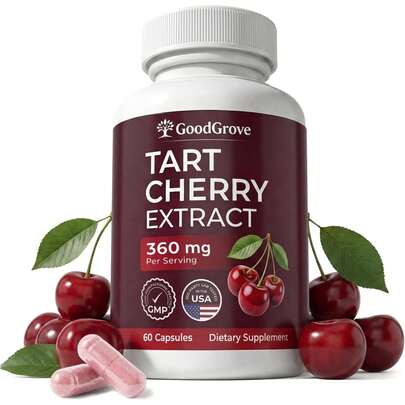 Montmorency Tart Cherry Capsules - Cold Pressed Tart Cherry Extract, 360mg Per Serving - Joint & Uric Acid Support - Vegan, Non-GMO, Gluten Free - 60 Count