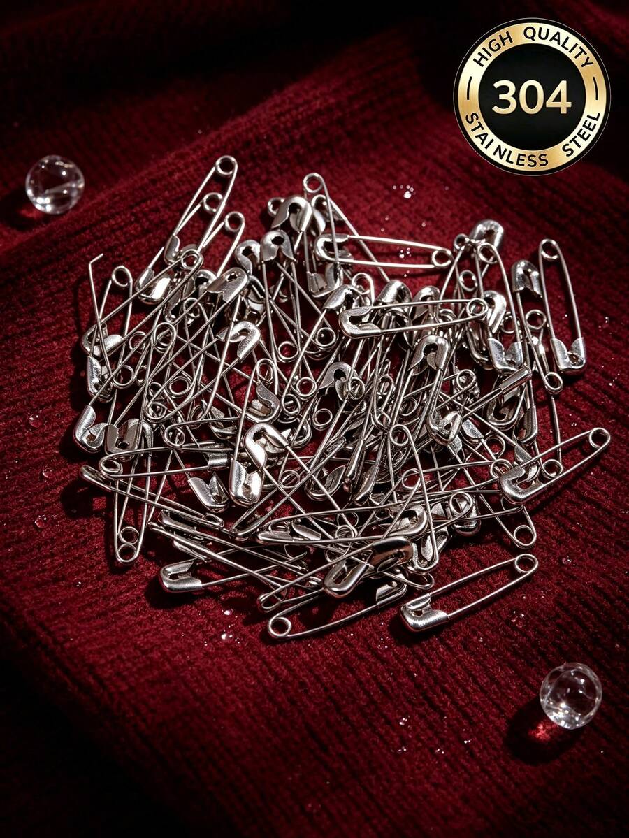 Set de 50 piezas de pasadores de acero inoxidable estilo casual para mujeres para hacer joyas DIY - Plateado - Ver 1