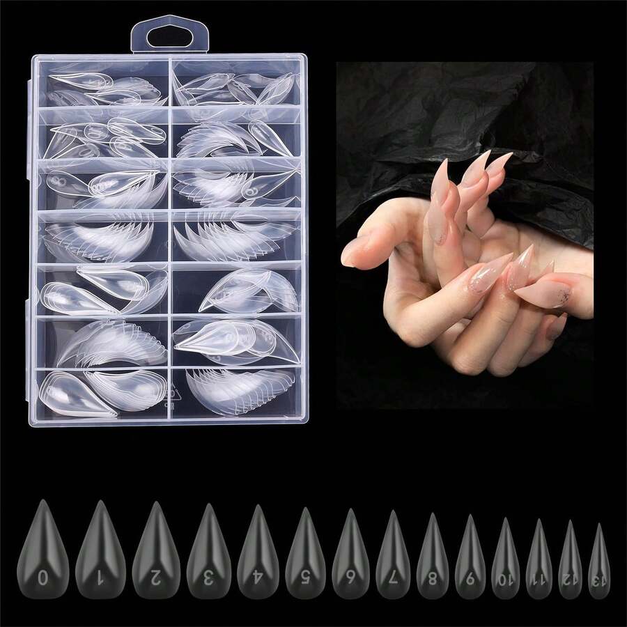 120pcs Crystal Nail Extension Tips, Multiple Shapes Transparent Acrylic Fake Nails, Multi-Size Nail Extension Tips Set, Suitable For Nail Salon And Home DIY Nail Art - Multicolor - View 1