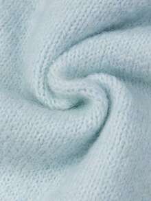 Women's Mint Green Knitted Wool Cardigan, Comfortable And Warm, Long Sleeve Ribbed Knit Top, Round Neck Button Front, Winter Essential Fall - Baby Blue - View 11