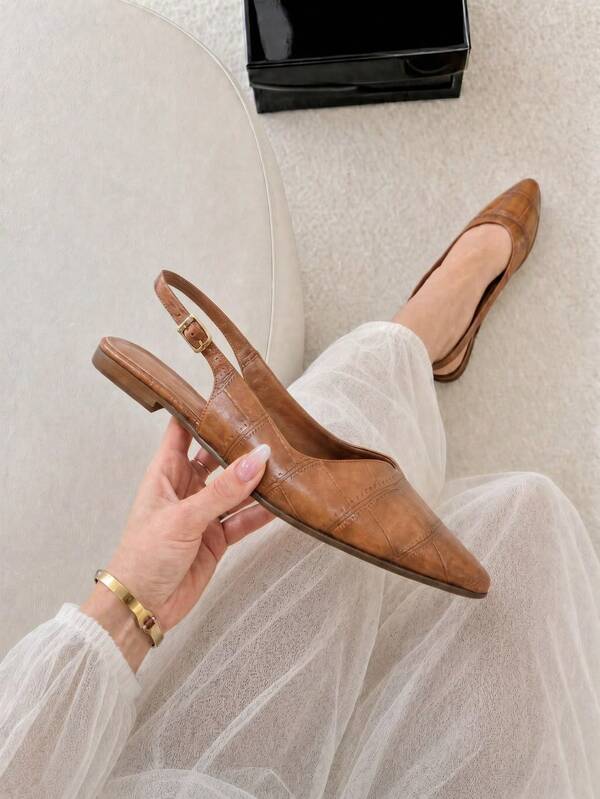 Slingback sapatilha feminina mule courino bico fino solado antiderrapante premium