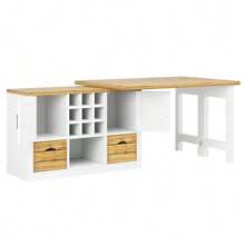 Mesa de comedor extensible tipo isla de cocina, mesa de comedor multifuncional con aparador, superficie de mesa giratoria 360°, mesa de cocina extensible con gran capacidad de almacenamiento, mueble de pared para sala de estar, negro - Ver 11