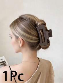 3/1pc 10.5cm/4.13in Matte Coffee Plastic Square Cutout Hair Claw Clips, Hair Jaw Clip, Claw Hair Clip, Hair Gripper, Hair Claw Clip Set, Black Matte Hair Claw Clips, Suitable For All Hair Types, Daily Wear, Parties, Work, Outfit Matching - Multicolor - View 11