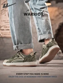 Warrior Men's Board ShoesSpring And SummerComfortable Modest Style Casual Yet Sleek Sneakers Applicable Throughout The Year Wear-Resisting All-Day Wear Training Sneakers Running Shoes - Army Green/Apricot - View 6
