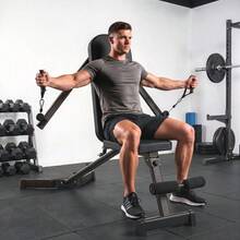 مقعد أوزان قابل للطي مع تمديد الساق، مسند ظهر ب- 3 وضعيات، 3 مستويات مقاومة، أقصى حمولة 300 كجم - الأسود - مشاهدة 1