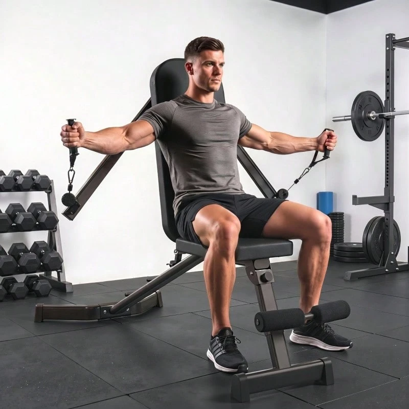 مقعد أوزان قابل للطي مع تمديد الساق، مسند ظهر ب- 3 وضعيات، 3 مستويات مقاومة، أقصى حمولة 300 كجم - الأسود - مشاهدة 1