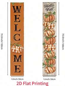 1 Pair/2pcs Autumn Porch Hanging Decor - Rustic Harvest Decoration, "Welcome Autumn" Banner, Suitable For Indoor And Outdoor Use, Thanksgiving - A - View 2