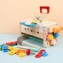 Solid Wood Multi-Functional Detachable Tool Workbench, Children's Gear & Nut Assembly Engineering Simulation Hands-On Educational Toy - Multicolor - View 4