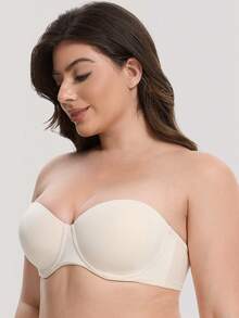 MELENECA Women's Strapless Bra For Large Bust Back Smoothing Plus Size With Underwire - Champagne - View 5