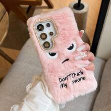 Personalized Embroidered Funny Angry Expression Plush Phone Case Compatible With Apple 17 Pro Max/ 16 Pro Max/ 15 Pro Max/ 14/ 13 Pro/ 12/ 11 Women's Protective Cover Autumn/Winter Note: This Is Not Animal Fur - Pink - View 4