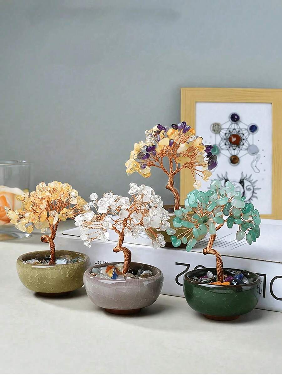 水晶樹裝飾品 吉祥寓意 桌面擺飾 禮品 家居裝飾 桌面配件 派對小禮品 臥室裝飾 辦公室裝飾 房間裝飾 屋飾 水晶擺件 - 一般款 - 查看 1