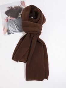 1pc Men's Soft Knitted Warm Solid Color Versatile Minimalist Casual Scarf - Multicolor - View 8