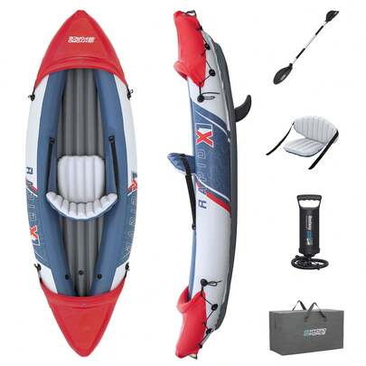 TOUO5176 Bote inflable para rafting, bote de remos de goma, canoa individual, bote para tres personas, incluye remo y bomba de aire