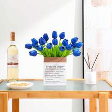 5/10pcs Artificial Tulips, Suitable For Home Decor, Kitchen Decor, Autumn Decor, Outdoor Decor, Table Decor, Wedding Decor, Artificial Plants, Women's Gifts, Back To School Season - Blue - View 4