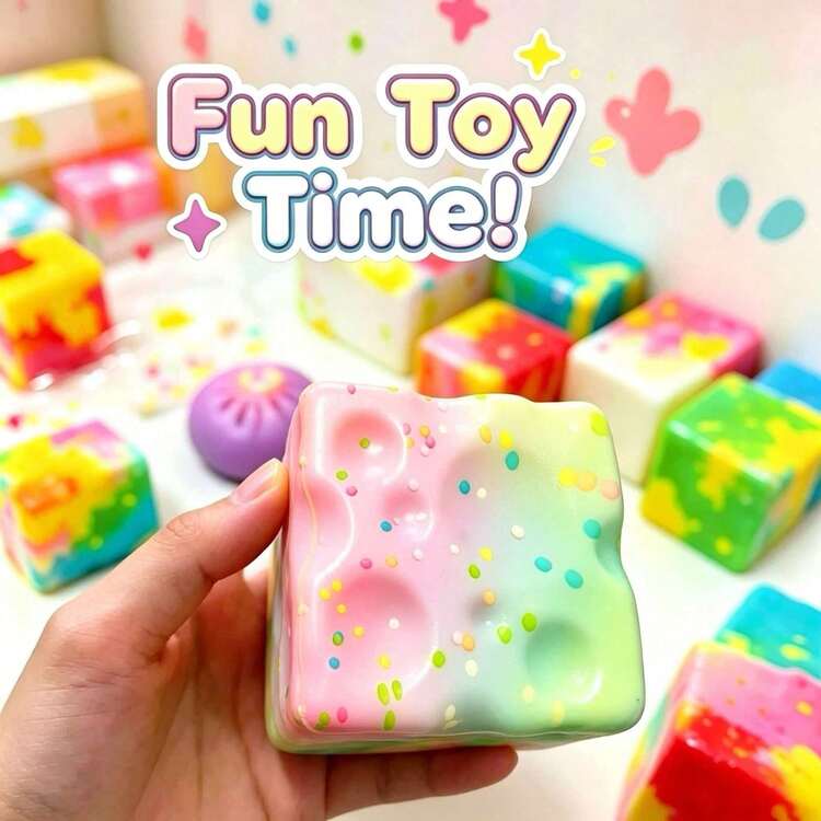 New 8cm Square Squeeze Toy Stress Relief Venting Slow Rebound Popular Slow Rebound Toy - Multicolor - View 5