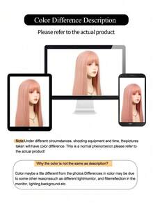 60cm Long Straight Synthetic Wig With Air Bangs Multicolor Hair Wig For Women Anime Cosplay Halloween Party Y2K Japanese Style - Multicolor - View 9