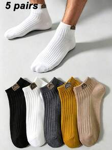 1/5 Pairs Men's Snow Mountain Sports Short Socks, Breathable Invisible Sweat-Absorbing Casual, Suitable For Daily Wear, Sports, Back To School Season - Multicolor - View 8