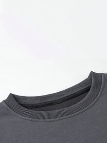 Women's Minimalist Black & Gray Versatile Loose Casual Comfortable Home Daily Commute Crew Neck Long Sleeve Sweatshirt Fall - Dark Gray - View 6