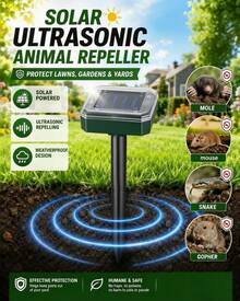 Set Solar Ultrasonic Waterproof Animal Repeller, Ultrasonic Rodent Repellent, 300mAh, Effectively Repels Birds, Snakes, Rats, Dogs And Other Animals, Ground Mountable, Suitable For Outdoor Yards, Gardens, Orchards And Other Locations, 1/2/4/6-Piece - A - View 3