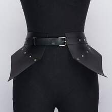 Punk Gothic PU Leather Wide Peplum Corset Waist BeltPunk,Gothic,PU Leather,Wide Belt,Peplum Belt,Waist CincherCorset Belt,StreetwearDaily Outfit - 黑色 - 查看 9