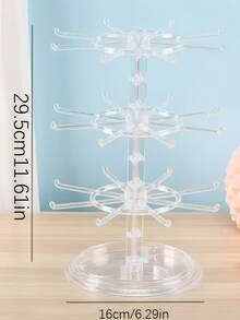 1pc 2/3 Layer Rotating 16-Hook Storage Rack, Adjustable Lower Layer Spacing Keychain Display Stand, Multi-Layer Entryway Storage Rack, Suitable For Keys, Glasses, Jewelry, Small Accessories, Convenient Home Entryway Storage Rack - Multicolor - View 11