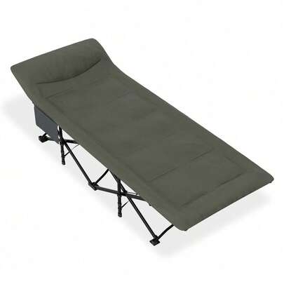 Klappbares Campingbett mit Matratze & Kissen Belastbar Kationisches Gewebe Geräuschloser Schnellaufbau Stahlrahmen 250KG Feldbett für Indoor Outdoor Camping Garten Strand 183x73x50cm