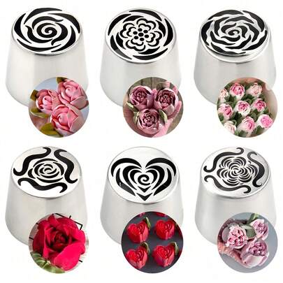 Extra Large Russian Piping Tip Set, Stainless Steel Rose Flower Icing Nozzles, Professional Buttercream Decorating Tools For Cake Cream Ornament, Floral Pattern Making, Cookies, Macarons And All Homemade Dessert Decorations