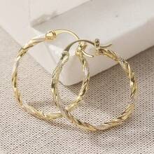 Gmzalx Eternal Twist Hoop Earrings, Vintage Luxury Style, Avant-Garde Daily Accessory, Perfect Gift For Fashionable Women's Everyday Elegance - Gold - View 5