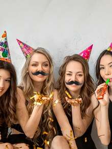 2pcs/1pc Fake Beard Stickers, Self-Adhesive Realistic Facial Hair Set, Novelty Fancy Mexican Performance Costume Decoration, Makeup Party Photo Props - Multicolor - View 2
