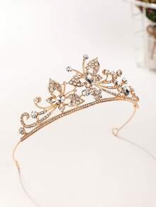 1 Stück modisches, exquisites Schmetterling-Strass-Kronen-Haaraccessoire für Frauen, geeignet für Hochzeit, Party, Halloween-Kostüm - Gold - Übersicht 8