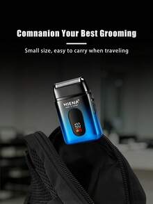 HIENA Multi-Function Electric Shaver, Men's Electric Shaver, Reciprocating Shaver, Perfect For Trimming Hair And Facial Hair. Comes With Brush, High-Quality Gift Choice, Mini Design Convenient For Travel - Blue - View 7