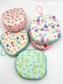 1pc EVA Headphone Storage Bag, Hard Shell Anti-Drop Anti-Pressure Zipper Earphone Case, Portable Wireless Bluetooth Earphone Protective Bag, With Mesh Pocket For Data Cable And Digital Accessories, Multiple Patterns Available - View 7