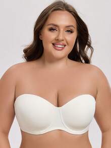 MELENECA Women's Strapless Bra For Large Bust Back Smoothing Plus Size With Underwire - Beige - View 4