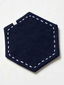 1Pc Hexagonal Fabric Coaster, Heat Resistant Non-Slip Absorbent Drink Mat, Navy Blue Table Protector For Coffee Tea Mug, Minimalist Home Kitchen Dining Decor, Holiday Gift For Christmas Halloween Thanksgiving. Room Decor - Multicolor - View 8
