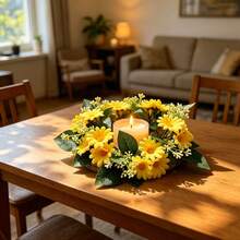 Coroa Decorativa de Castiçal com Margaridas Amarelas - 1 peça - Visão 4