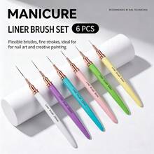 6pcs Nail Art Liner Brush Set / Gel Nail Brush Set / French Striped Line Painting Brush / Professional Nail Art Tools - Multicolor - View 2