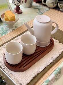 1 buah Baki Kopi, Baki Upacara Teh, Baki Kayu Oval, Baki Penyimpanan Cangkir Rumah, Baki Kering Kayu Solid, Baki untuk Rumah, Kehidupan, Dapur, Ruang Tamu, Luar Ruangan, Serbaguna, Hotel, Penggunaan Komersial - Coklat - View 9