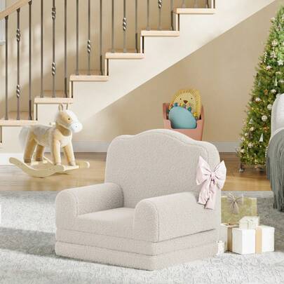 2-in-1 Kindersofa & Loungesessel – Weicher Sherpa-Plüsch-Fleece – Faltbar & Vielseitig – Waschbarer Bezug – Krone Design – Ideal für Kinderzimmer & Spielzimmer – Verschiedene Farben