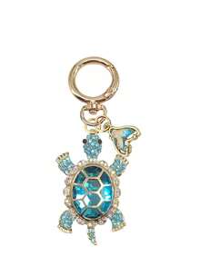 Crystal Turtle Keychain Pendant With Rhinestones, Pearl And Ocean Charms, Metal Alloy Keyring - Multicolor - View 29