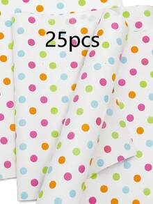 10/20/25/50 Sheets White Background Colorful Polka Dot Pattern Tissue Paper, Suitable For DIY Crafts, Party Gifts, Bouquet Wrapping, Clothing Packaging And Birthday Gift Decoration - White With Colorful Polka Dots - View 7