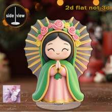 1/2件裝 旋轉式壓克力桌面裝飾品，瓜達露佩聖母西班牙宗教圖標，聖誕節禱告室雕像，西班牙天主教節日裝飾禮品，2D聖誕裝飾 - 旋轉擺件 - 查看 2