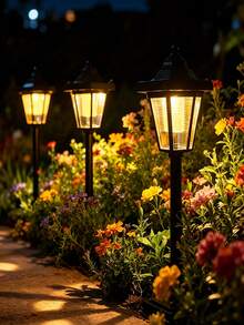 1pc Outdoor Solar Powered Hexagon Garden Light, Waterproof Outdoor LED Decorative Hanging Light, Suitable For Yard, Patio, Garden, Porch, Villa, Balcony, Holiday, Rustic Style Courtyard Landscape Decoration - Multicolor - View 9