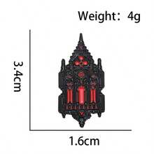 Gothic Cathedral Enamel Badge Black & Red Gothic Architecture Brooch Dark Vintage Religious Castle Pin Suitable For Coats Backpacks Gothic Style Gift - Multicolor - View 3