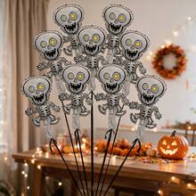 10pcs 16-Inch Mini Halloween Skeleton Shaped Foil Balloons, Suitable For Trick Or Treat Theme Balloons (Ribbon Not Included) - View 3